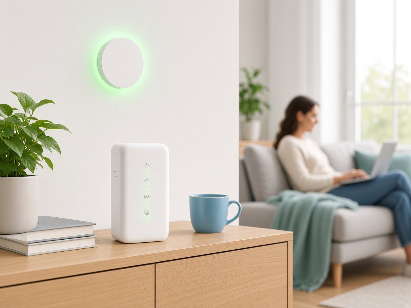 Modem van ImmerOnline op een kast in de woonkamer
