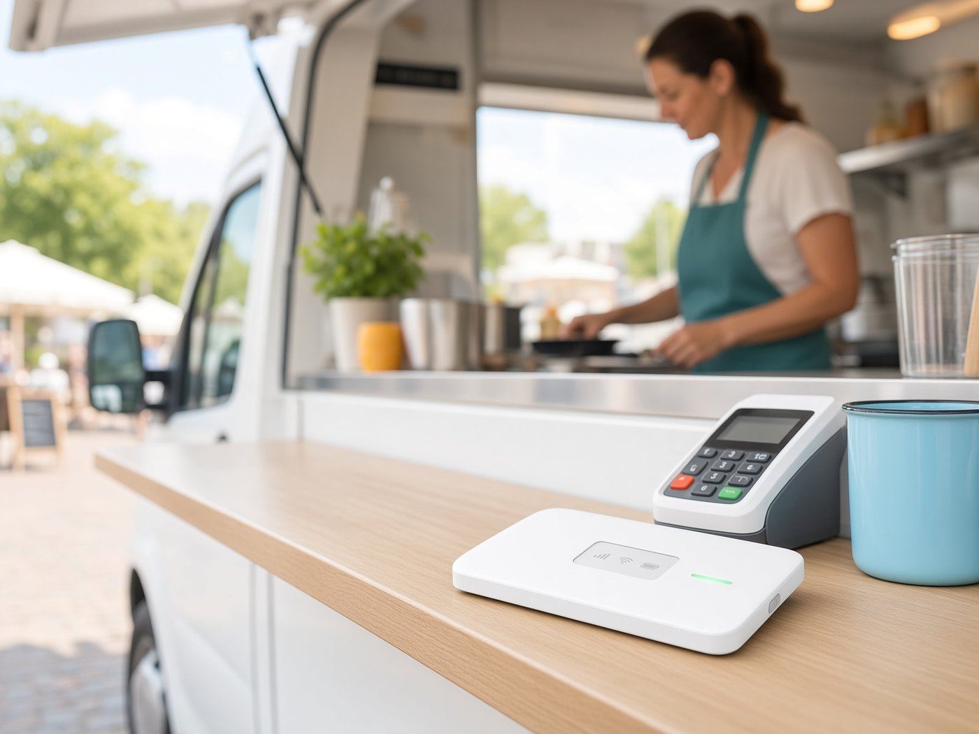 MiFi-router bij een werkplek op locatie